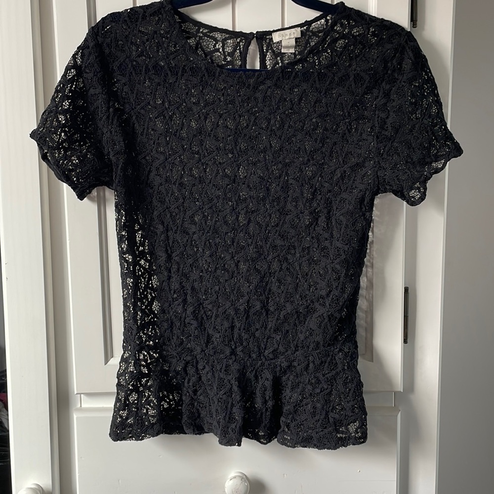 Hinge Black Cut Lace Womens Peplum